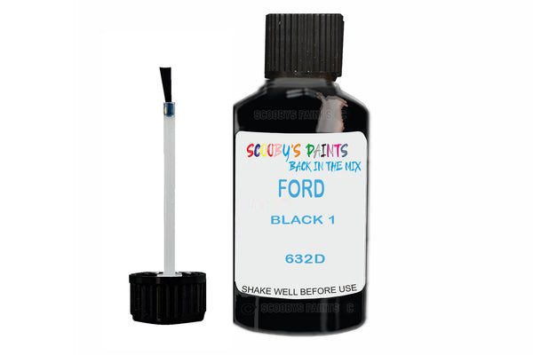 Mixed Paint For Ford Escort Mark Iv, Black 1, Touch Up, 632D