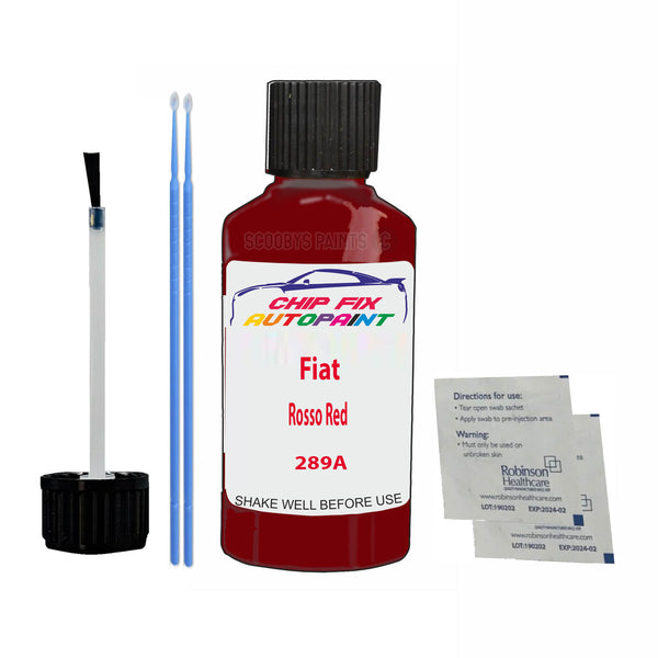 Fiat Rosso Red Touch Up Paint Code 289A Scratch Repair Kit