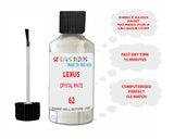 Lexus Rx450H Hybrid Crystal White Paint Code 062