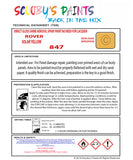 SOLAR YELLOW Aerosol Spray Paint Code 847 Classic ROVER Model 45/400 SERIES Automotive Restorative Paint Vehicle Touch-Up ROVER 847 Paint Car Restoration DIY Auto Painting Classic Car Refinishing High-Quality Spray Paint Automotive Finish Vehicle Restoration Supplies Custom Car Paint Auto Body Paint Aerosol Can Automotive Refinishing Paint for Classic Cars