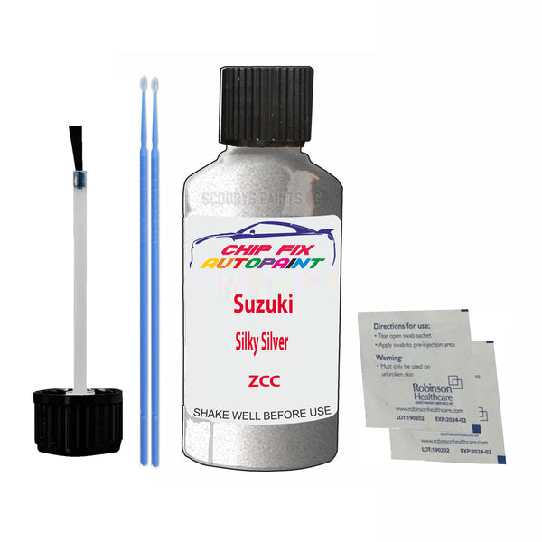 Suzuki Silky Silver Touch Up Paint Code ZCC Scratch Repair Kit