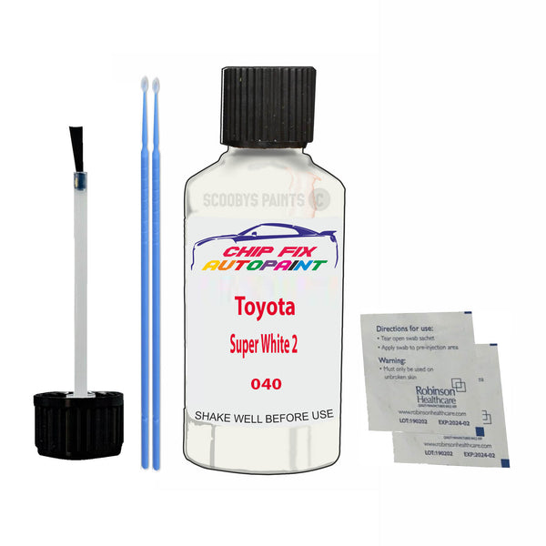 Toyota Super White 2 Touch Up Paint Code 040 Scratch Repair Kit