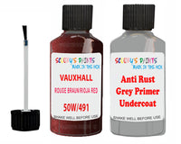 Vauxhall Cavalier Rioja Red Code 50W/491C Anti rust primer protective paint