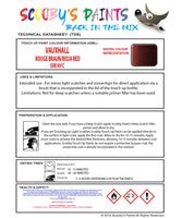 Touch Up Paint Instructions for use Vauxhall Cavalier Rioja Red Code 50W/491C