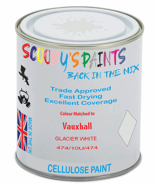 Paint Mixed Vauxhall Nova Glacier White 10L/10U/474 Cellulose Car Spray Paint