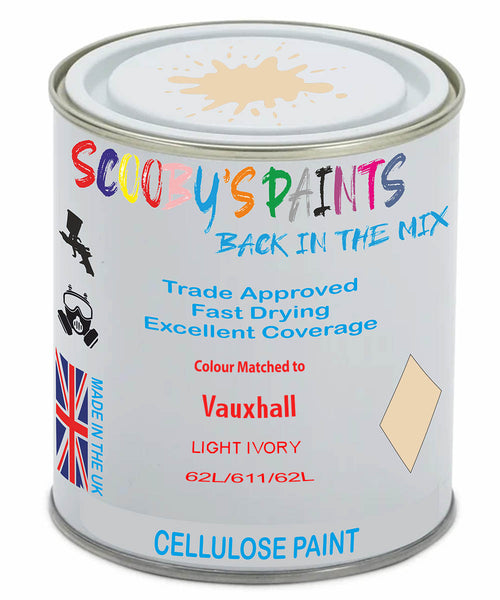Paint Mixed Vauxhall Nova Light Ivory 0U1/611/62L Cellulose Car Spray Paint