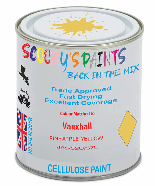 Paint Mixed Vauxhall Frontera Pineapple Yellow 485/52U/57L Cellulose Car Spray Paint