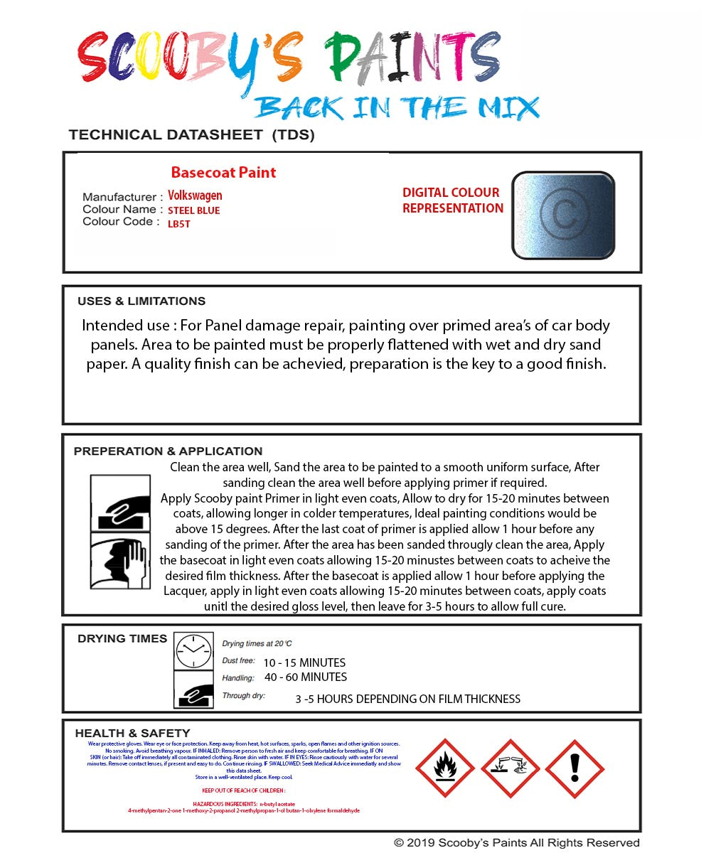 Paint Mixed Volkswagen Jetta Steel Blue Lb5T Basecoat Car Spray Paint