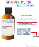 alfa romeo 147 arancio pergusa gold code location sticker 558a touch up paint 2005 2006