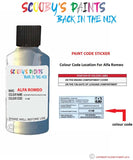 alfa romeo 147 azzurro nuvola blue code location sticker 414b touch up paint 1997 2008