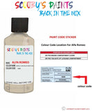 alfa romeo 147 bianco conchiglio white code location sticker 189a touch up paint 2008 2008