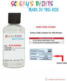 alfa romeo 147 bianco ghiaccio pastello white code location sticker 296a touch up paint 2008 2016