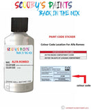 alfa romeo 147 bianco nuvola iridescente white code location sticker 212a touch up paint 2002 2008