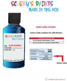 alfa romeo 147 blu atlantico blue code location sticker 395b touch up paint 2008 2008