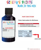 alfa romeo 147 blu chiaia di luna blue code location sticker 245a touch up paint 2004 2008