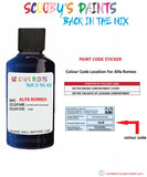 alfa romeo giulietta blu profondo blue code location sticker 466b touch up paint 2010 2015