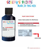alfa romeo 147 blu seta oltremare blue code location sticker 567a touch up paint 2005 2008