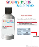 alfa romeo 147 grigio navona grey code location sticker 603b touch up paint 2005 2008