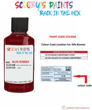 alfa romeo giulietta rosso competizione red code location sticker 361b touch up paint 2015 2018