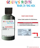 alfa romeo 147 verde brooklandes green code location sticker 244a touch up paint 2004 2008