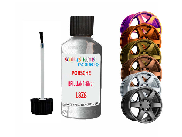 Alloy Wheel Repair Paint For Porsche Brilliant Silver L8Z8 2001-2023