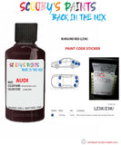Paint Code Location Sticker for audi a8 l burgund red code lz3k touch up paint 2001 2007