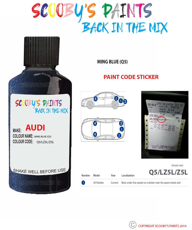 Paint For Audi A3 S3 Ming Blue Code Q5 Touch Up Paint Scratch Stone Ch