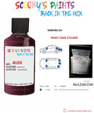 Paint Code Location Sticker for audi a8 rubin red code x6 touch up paint 1991 2001