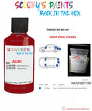 Paint Code Location Sticker for audi a8 tornado red code 9310 ly3d y3d touch up paint 1990 2014
