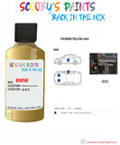Bmw 3 Series Phoenix Yellow Paint code location sticker 445 Touch Up Paint Scratch Stone Chip