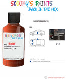 Bmw 4 Series Sunset Orange Paint code location sticker C1F Old Paint code location sticker Touch Up Paint