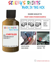 paint code location sticker for Chrysler Plymouth Tan Gold Code: Y9 Car Touch Up Paint