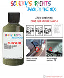 paint code location sticker for Chrysler Plymouth Jade Green Code: F8 Car Touch Up Paint