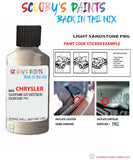 paint code location sticker for Chrysler 300 Series Light Sandstone Code: Pkg Car Touch Up Paint
