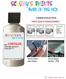 paint code location sticker for Chrysler Voyager Linen Gold Code: Pyg Car Touch Up Paint