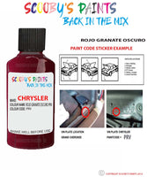 paint code location sticker for Chrysler 300 Series Velvet Red Code: Prv Car Touch Up Paint