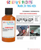 paint code location sticker for Chrysler Plymouth Vitamin C Orange Code: K2 Car Touch Up Paint