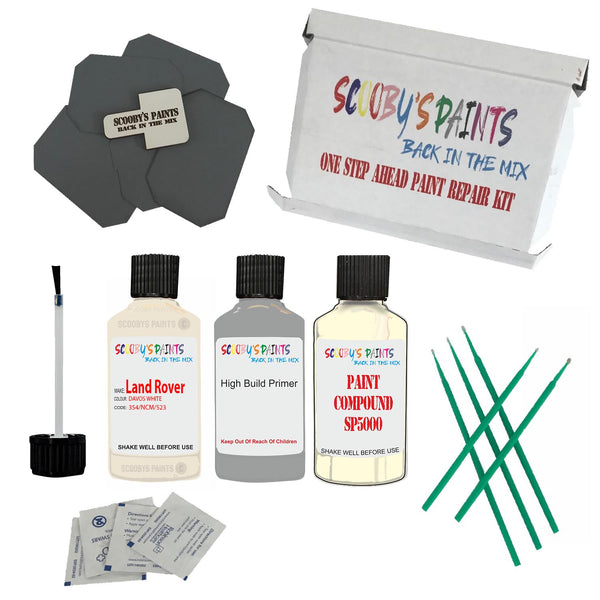 LAND ROVER DAVOS WHITE Paint Code 354/NCM/523 Touch Up Paint Repair Detailing Kit