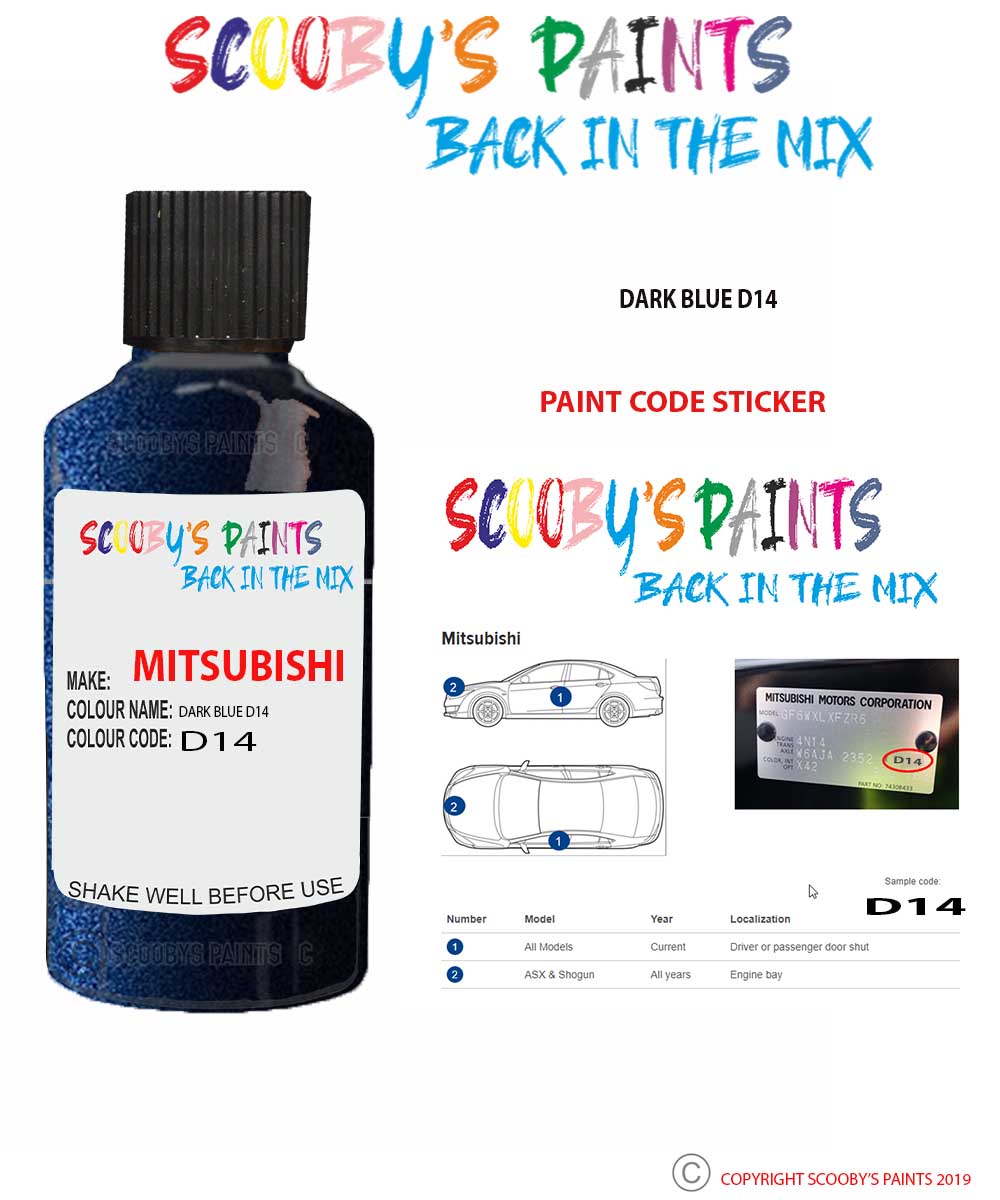Paint For Mitsubishi Outlander Dark Blue Code D14 Touch Up Paint Auto