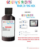 Nissan Qashqai Dark Purple colour code location sticker Lae Touch Up Paint