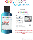 Nissan Micra Power Blue colour code location sticker Rqg Touch Up Paint