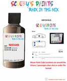 Nissan Qashqai Hazy Gold colour code location sticker E51 Touch Up Paint