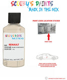 renault clio blanc ivoire white code location sticker d16 touch up paint 2005 2019
