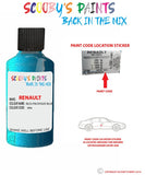 renault captur bleu pacifique blue code location sticker rpm touch up paint 2013 2018