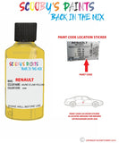 renault clio jaune eclair yellow code location sticker enw touch up paint 2012 2018