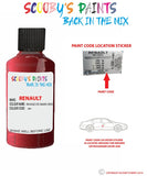 renault clio rouge de mars red code location sticker 691 touch up paint 1999 2004