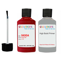 skoda touch up paint with anti rust primer SCALA VELVET RED scratch Repair Paint Code LF3P