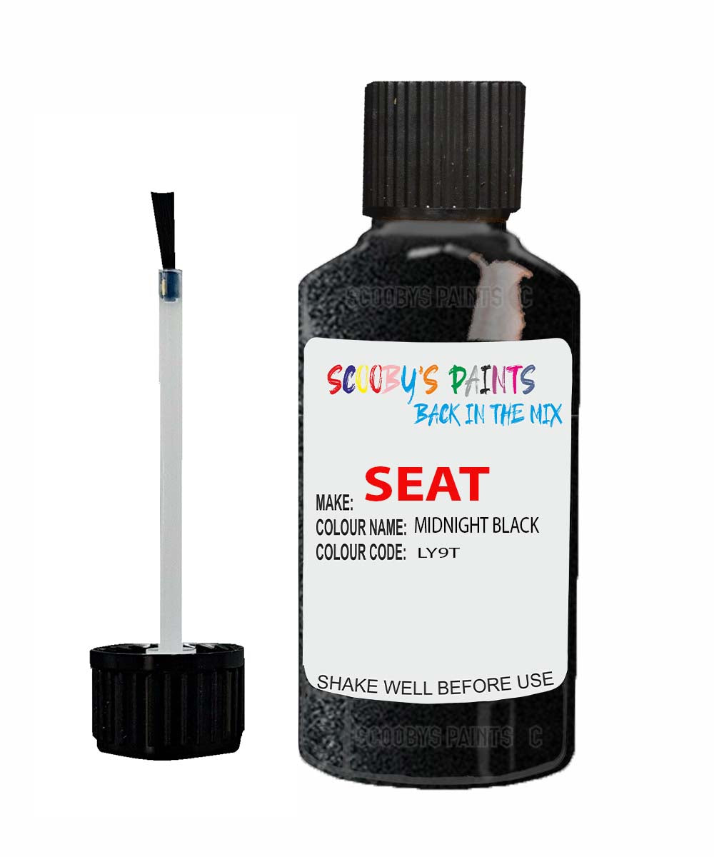 Paint For SEAT Ibiza MIDNIGHT BLACK Touch Up Paint Scratch Stone