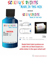 SKODA SCALA RACE BLUE paint location sticker Code LF5W