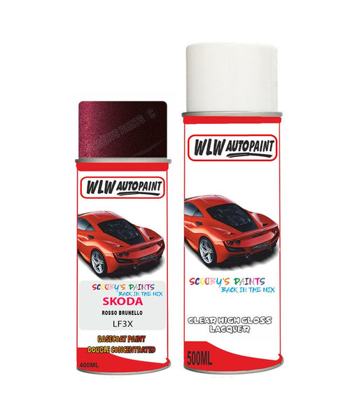 skoda yeti rosso brunello aerosol spray car paint clear lacquer lf3xBody repair basecoat dent colour